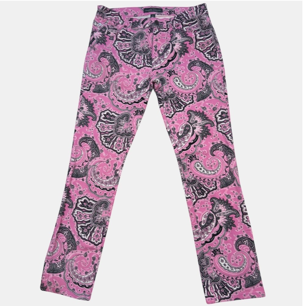 Lauren Ralph Lauren Jeans 4 Womens Paisley Print Straight Leg Pink